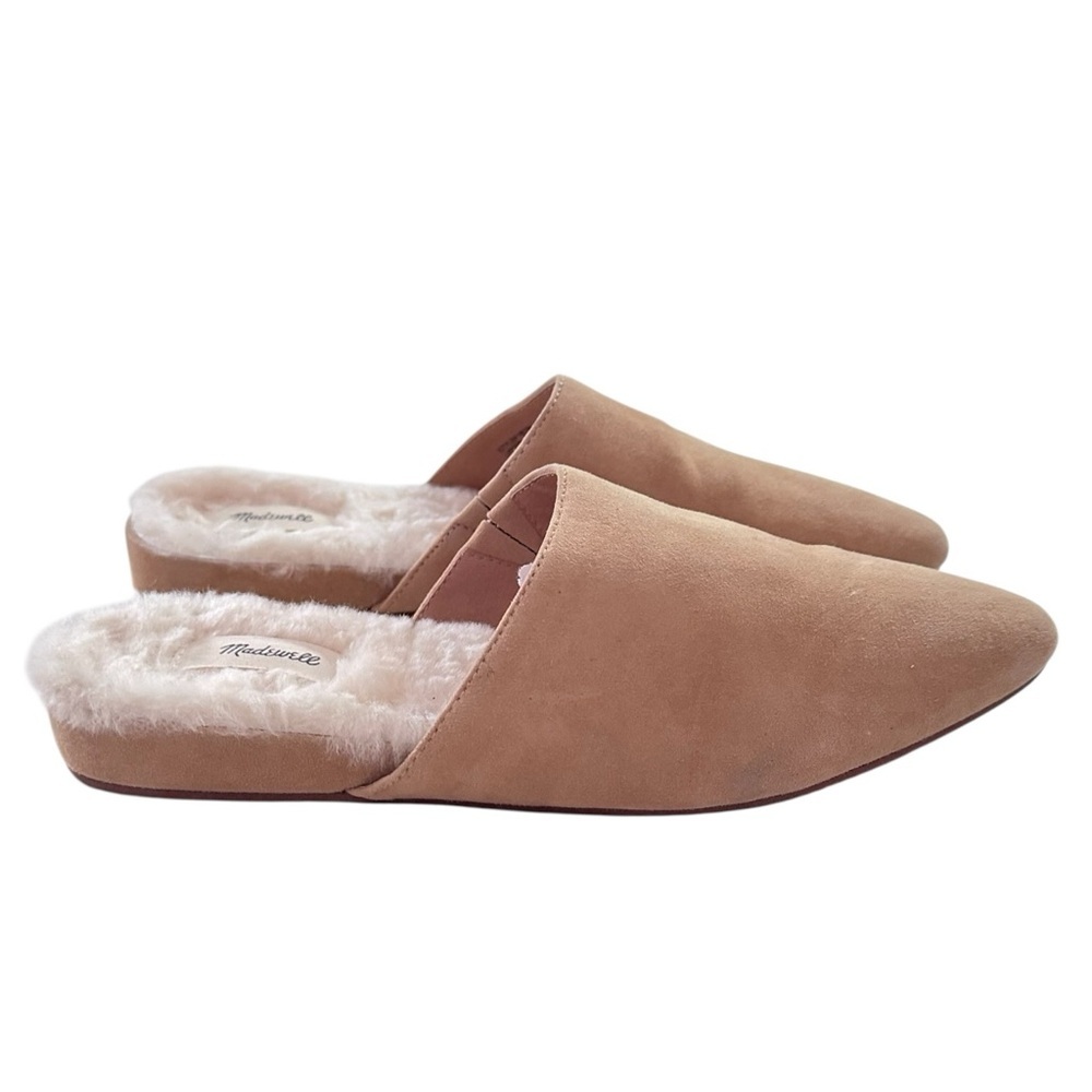 Madewell Suede Shearling Lined Mules Nude suede 
Size 8